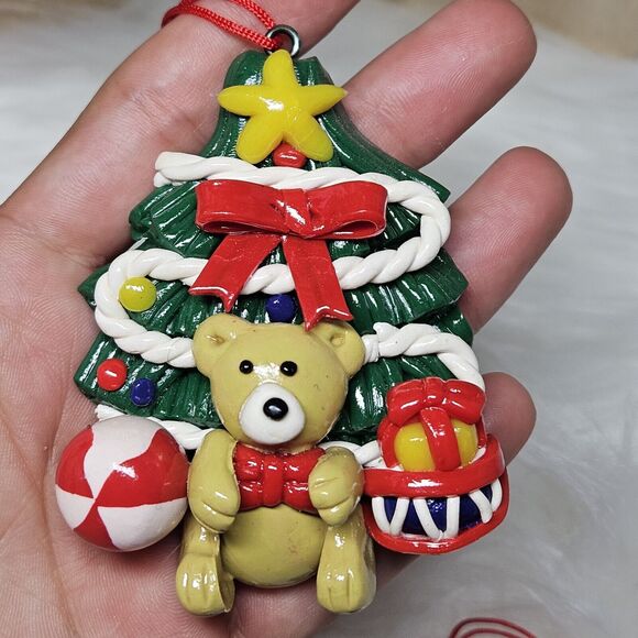 Vintage Christmas Ornaments Mixed Baked Clay Dough Spagetti Trim Bundle Set 5/C - Picture 4 of 12